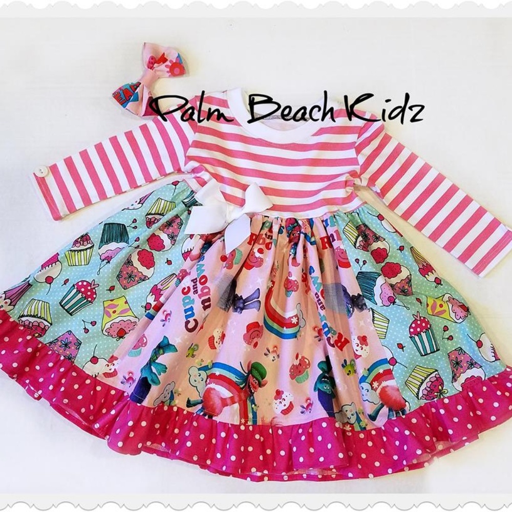 Custom Boutique Trolls and Cupcakes Dress